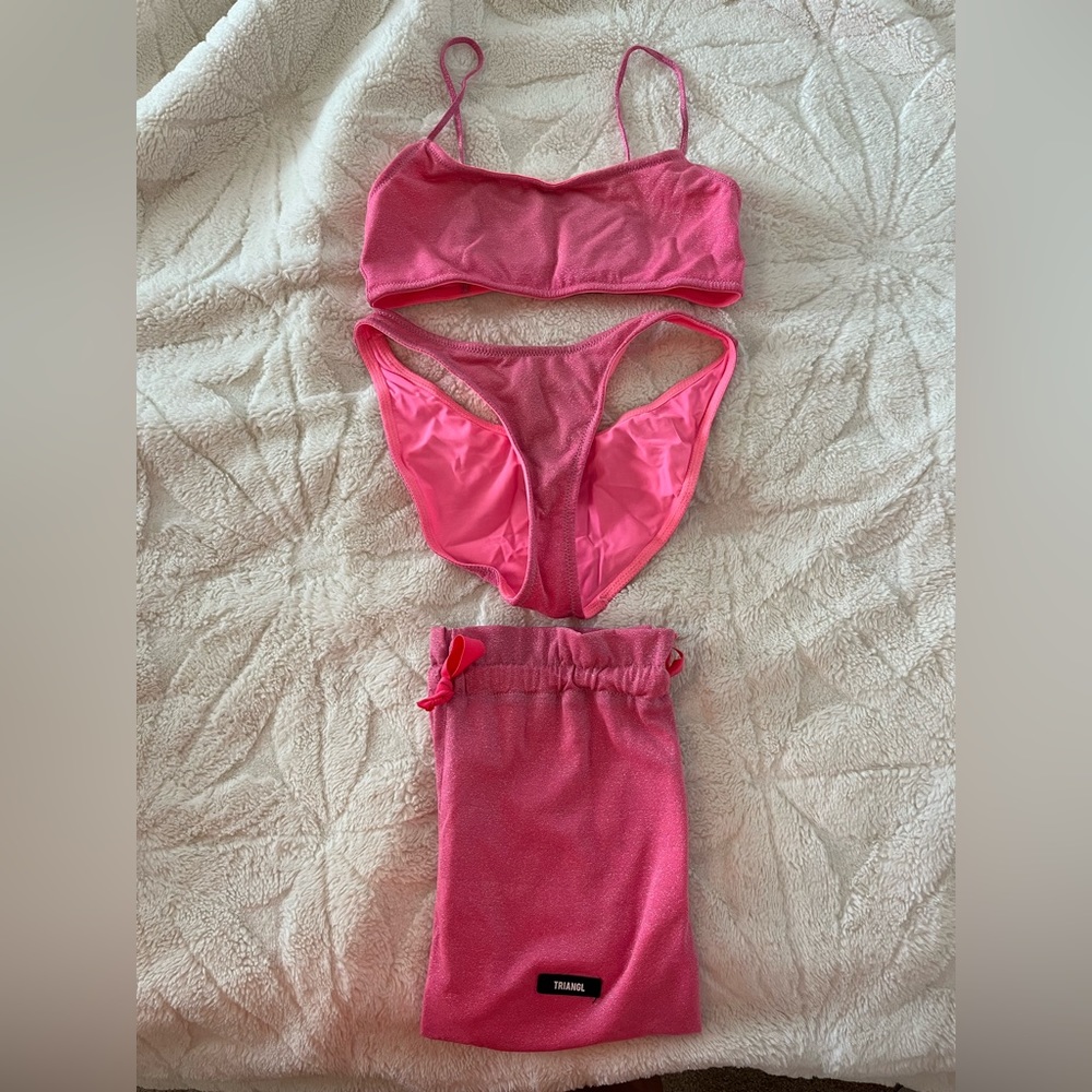 pink sparkle triangl bikini